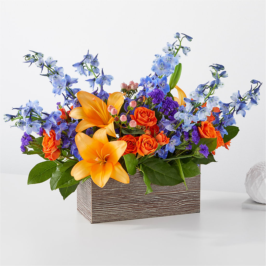 Radiant Citrus Box Bouquet – A Floral Gallery, Clayton MO