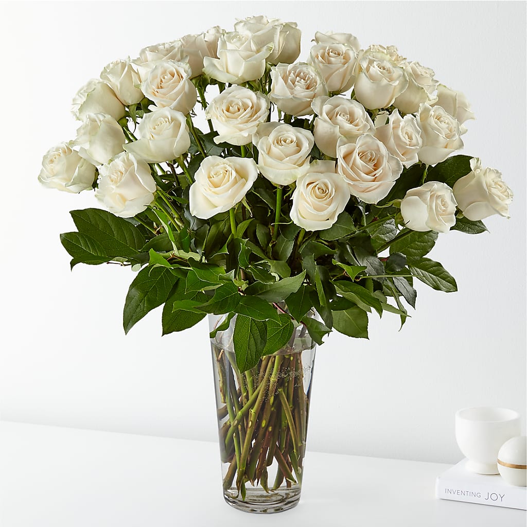 Long Stem White Rose Bouquet – A Floral Gallery, Clayton MO