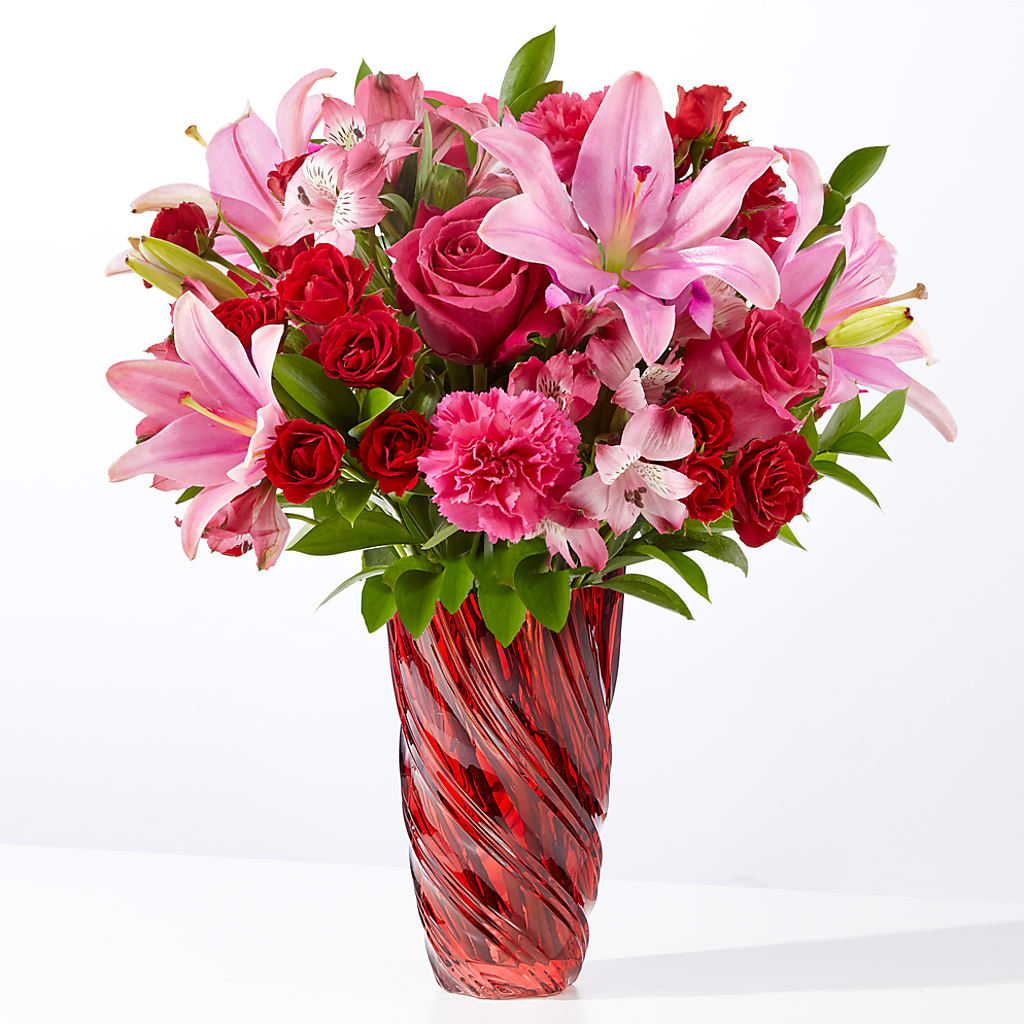 In Love Bouquet with Luxe Swirl Vase – A Floral Gallery, Clayton MO