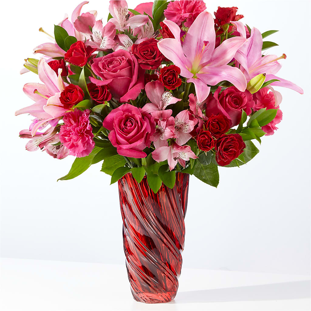 In Love Bouquet with Luxe Swirl Vase – A Floral Gallery, Clayton MO