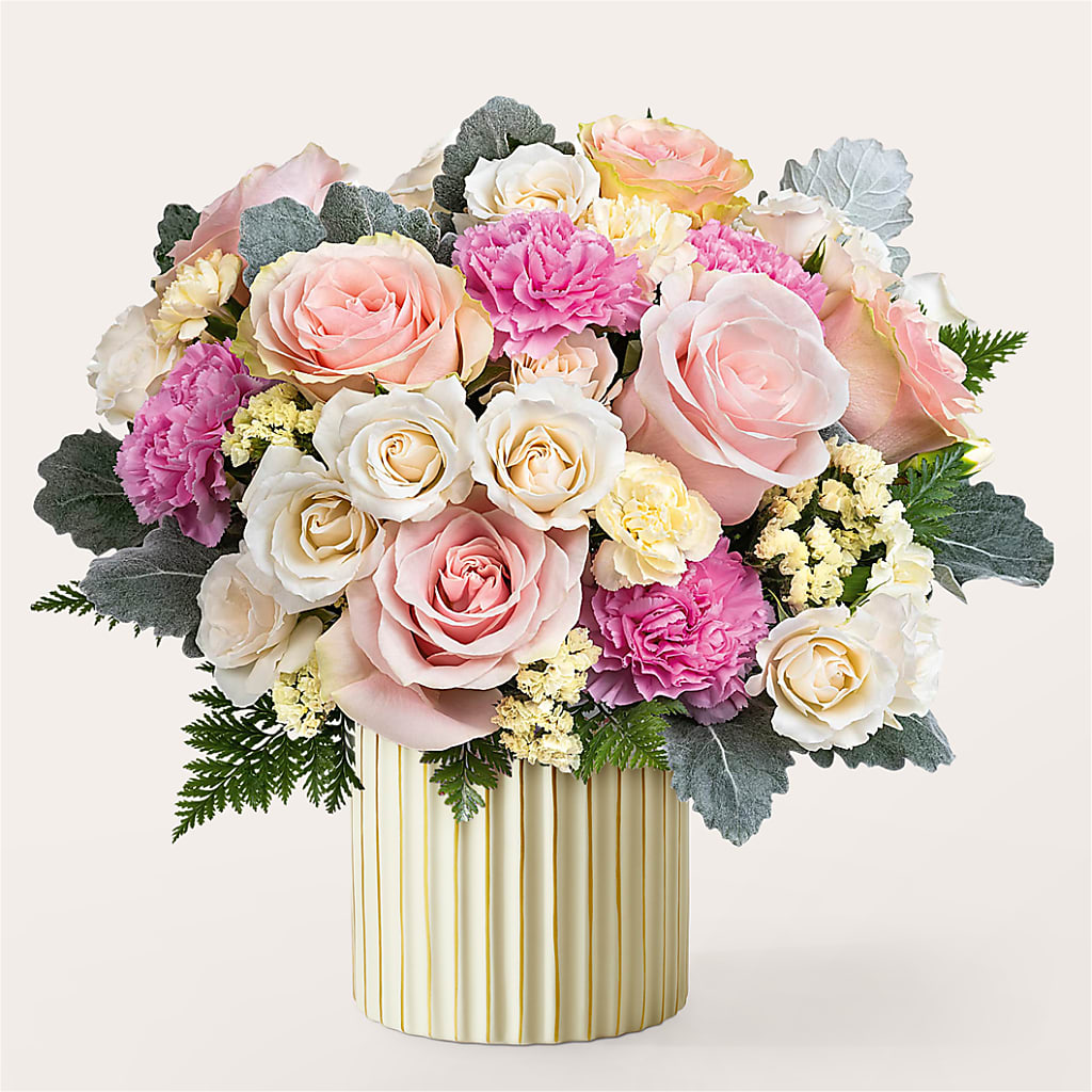 Blissful Moments Bouquet with Ivory Vase – A Floral Gallery, Clayton MO