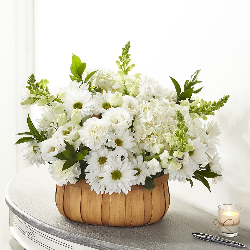 Pure Ivory Basket – A Floral Gallery, Clayton MO