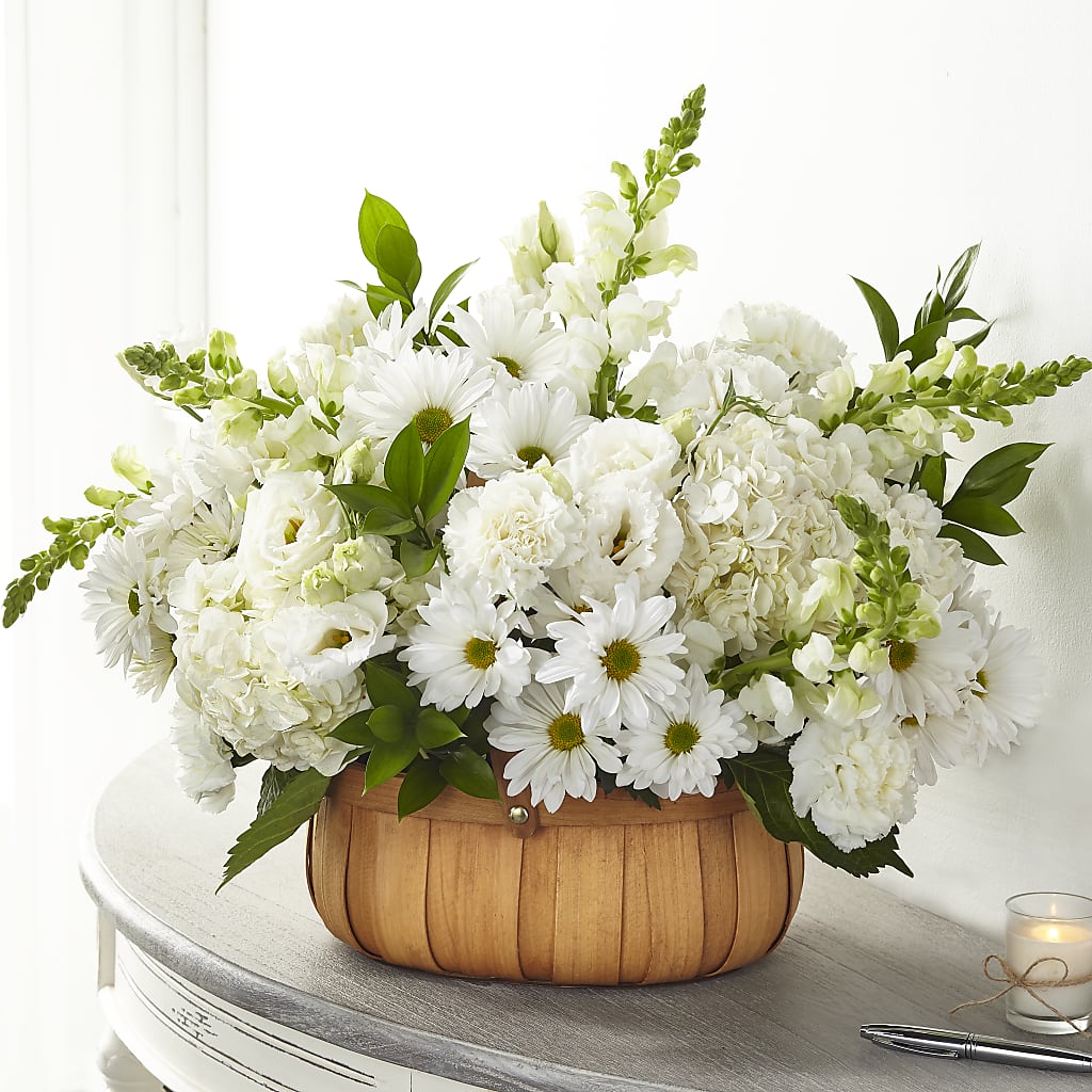 Pure Ivory Basket – A Floral Gallery, Clayton MO