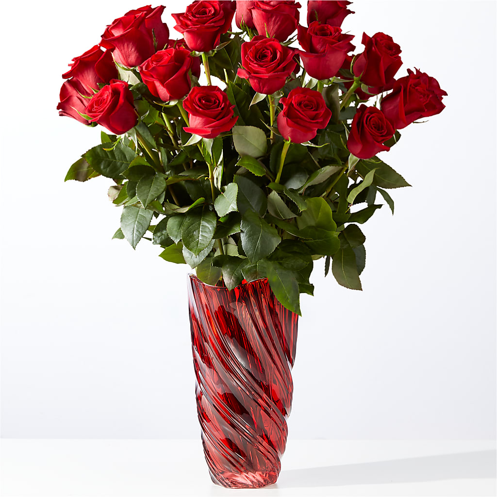 Classic Love Red Rose Bouquet with Luxe Swirl Vase – A Floral Gallery, Clayton MO