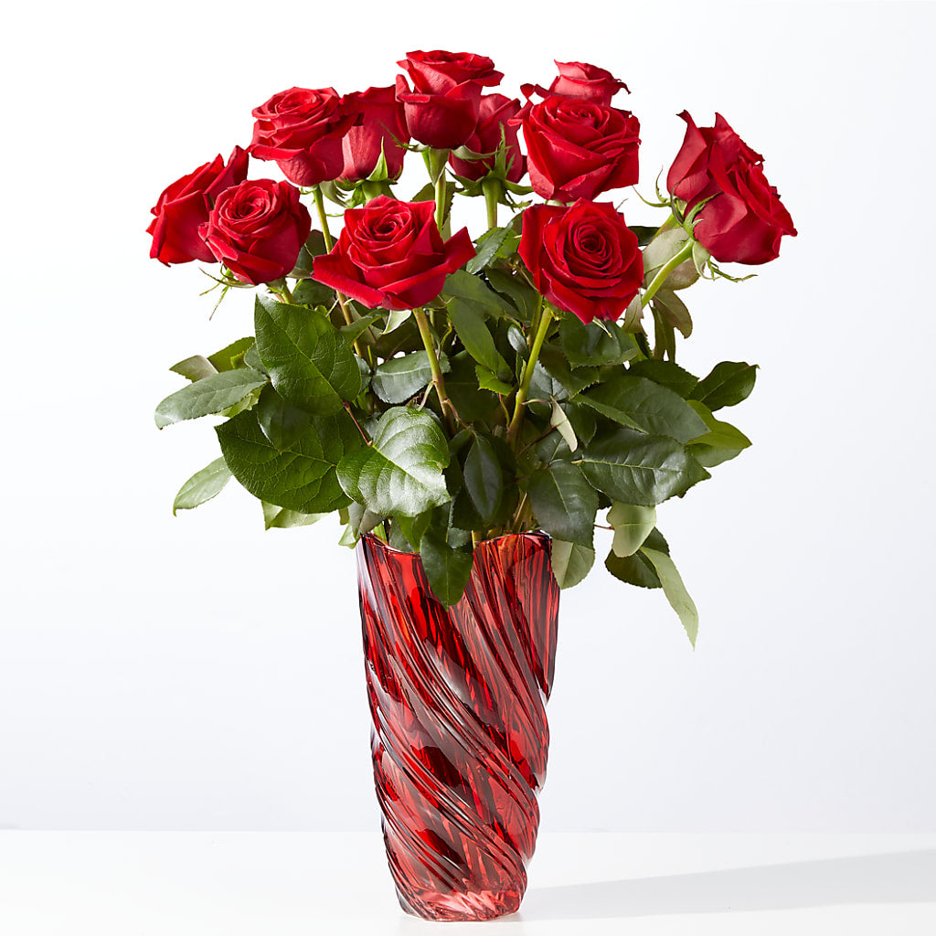 Classic Love Red Rose Bouquet with Luxe Swirl Vase – A Floral Gallery, Clayton MO