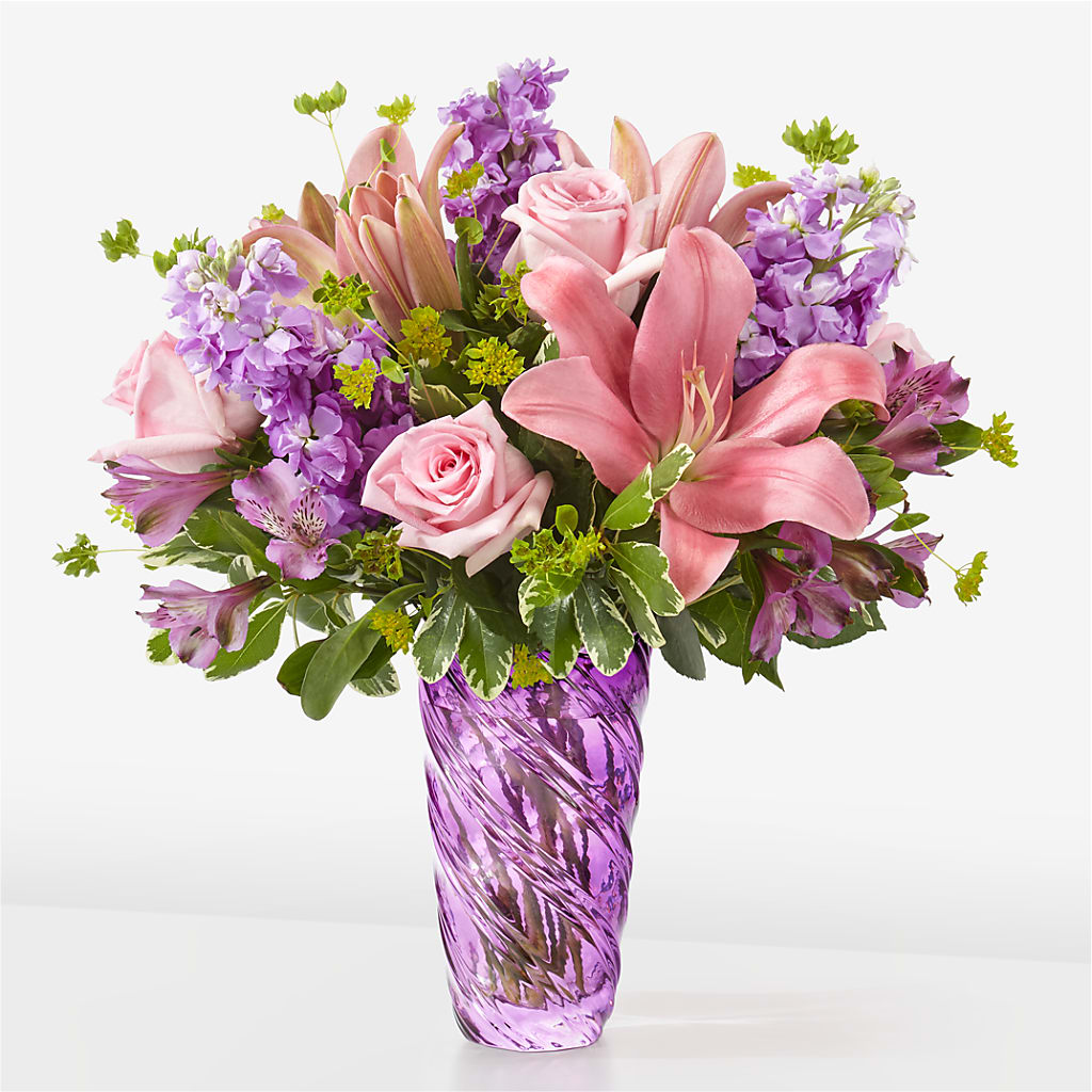 Precious Petals Bouquet with Luxe Swirl Vase – A Floral Gallery, Clayton MO