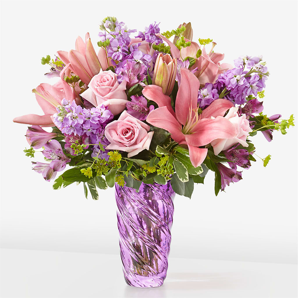 Precious Petals Bouquet with Luxe Swirl Vase – A Floral Gallery, Clayton MO