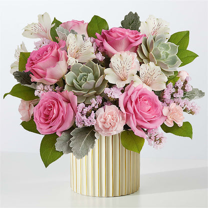 Dusty Rose Bouquet with Ivory Vase –  A Floral Gallery, Clayton MO