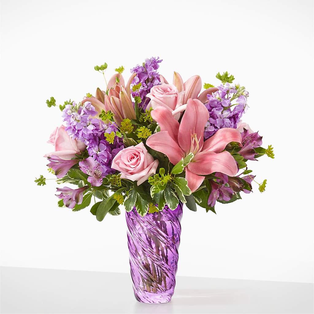 Precious Petals Bouquet with Luxe Swirl Vase –  A Floral Gallery, Clayton MO