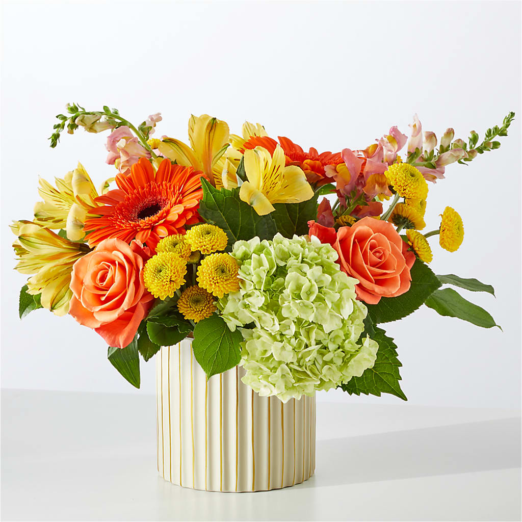 Autumn Sunshine Bouquet with Ivory Vase –  A Floral Gallery, Clayton MO