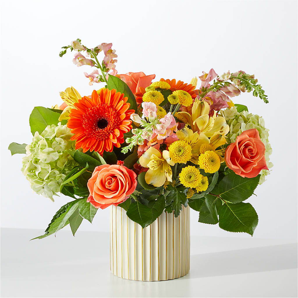 Autumn Sunshine Bouquet with Ivory Vase –  A Floral Gallery, Clayton MO