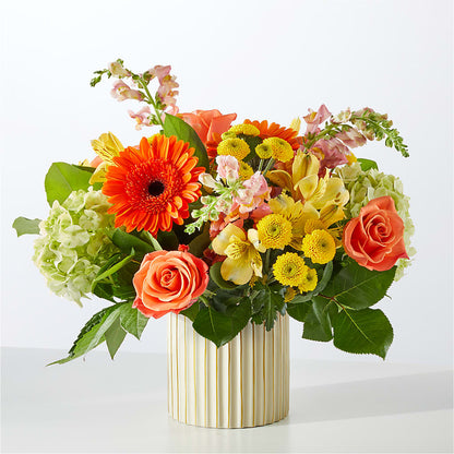 Autumn Sunshine Bouquet with Ivory Vase –  A Floral Gallery, Clayton MO