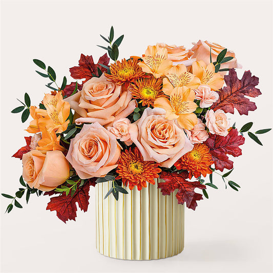 Spiced Latte Bouquet with Ivory Vase –  A Floral Gallery, Clayton MO